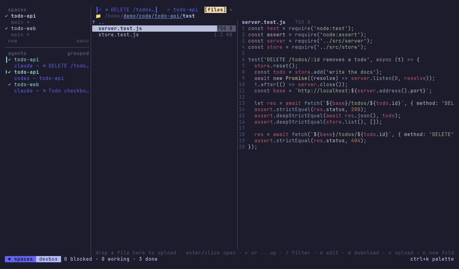 The Files tab with a syntax-highlighted preview